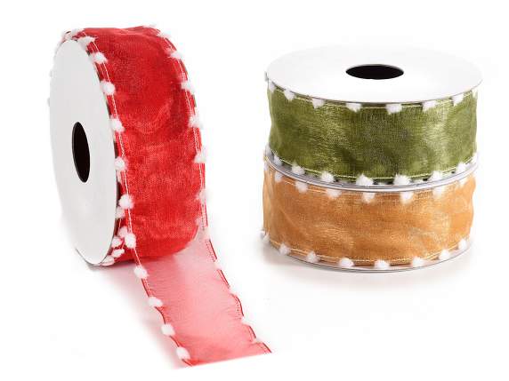 Nastro in organza con bordi in fiocchi di cotone