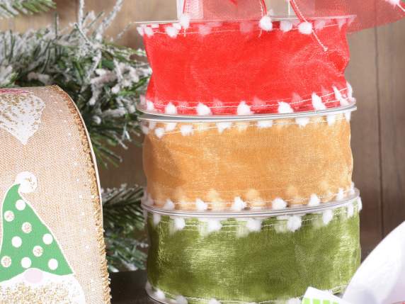 Nastro in organza con bordi in fiocchi di cotone