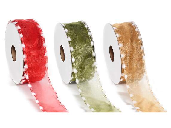 Nastro in organza con bordi in fiocchi di cotone