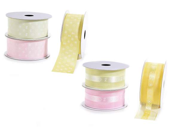Nastro in organza-raso con fiorellini