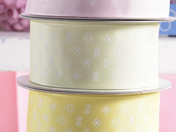 Nastro in organza-raso con fiorellini