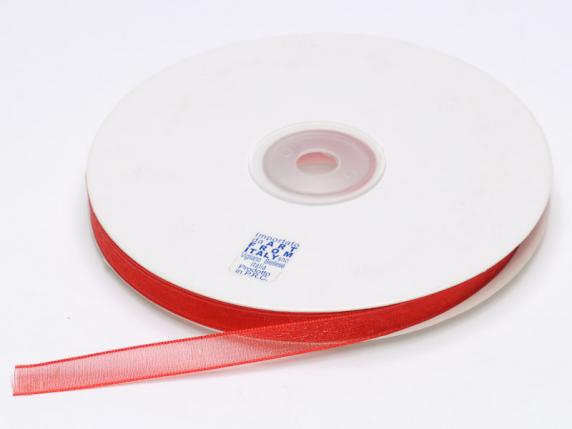 Nastro organza rosso fragola 7mm x 50mt