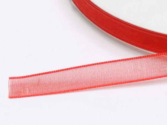 Nastro organza rosso fragola 7mm x 50mt