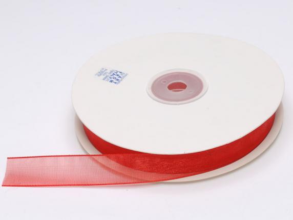 Nastro organza rosso fragola 15mm x 50mt