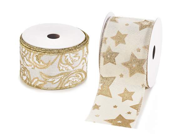 Nastro in poliestere modellabile con glitter dorati