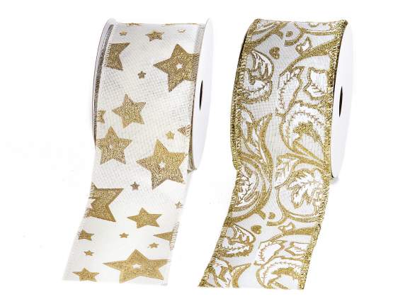 Nastro in poliestere modellabile con glitter dorati