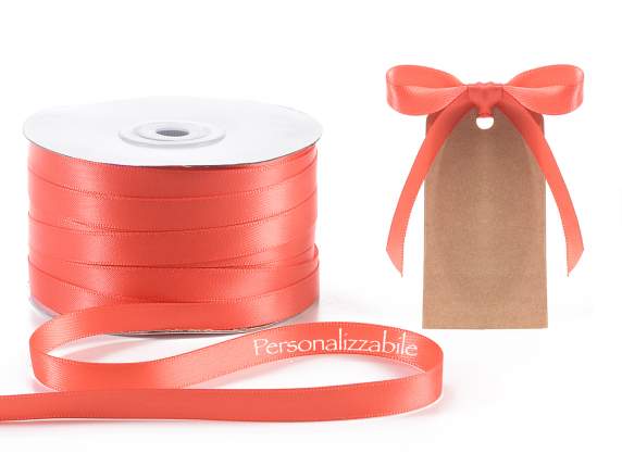 Nastro doppio raso 10mm rosso corallo personalizzato