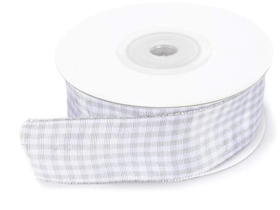 Nastro a quadretti 25mm grigio perla