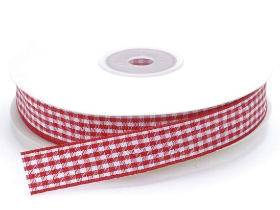 Nastro  a quadretti rosso fragola 15mm x 25mt