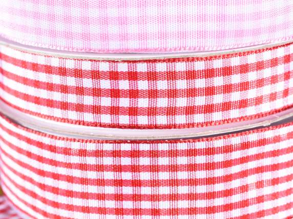 Nastro a quadretti 15mm rosso fragola