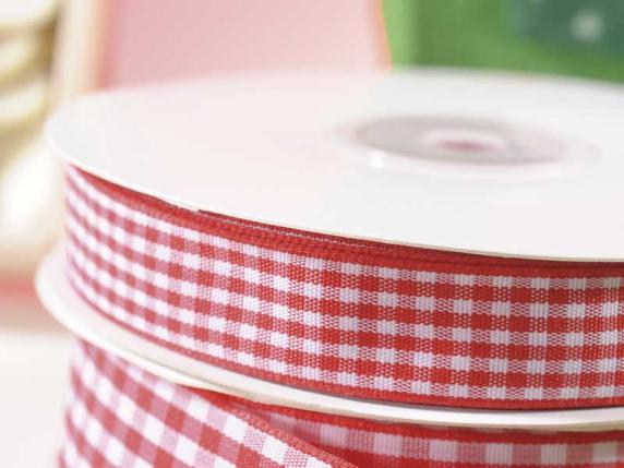 Nastro a quadretti 15mm rosso fragola