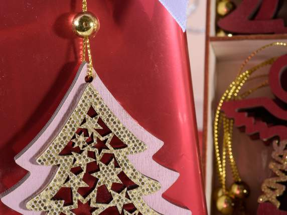 Espo 40 decorazioni natalizie legno con glitter da appendere