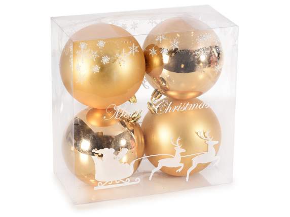 Pallina in plastica oro opaco e lucido in conf. natalizia