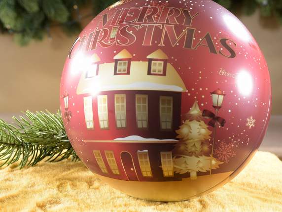 Pallina in metallo apribile da appendere villaggio Natale