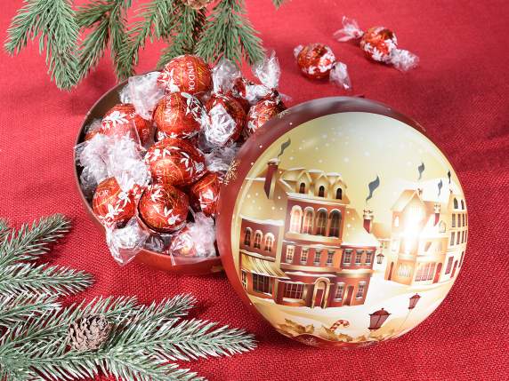 Pallina in metallo apribile da appendere villaggio Natale