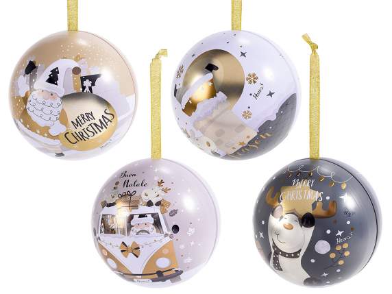 Pallina di Natale in metallo apribile da appendere