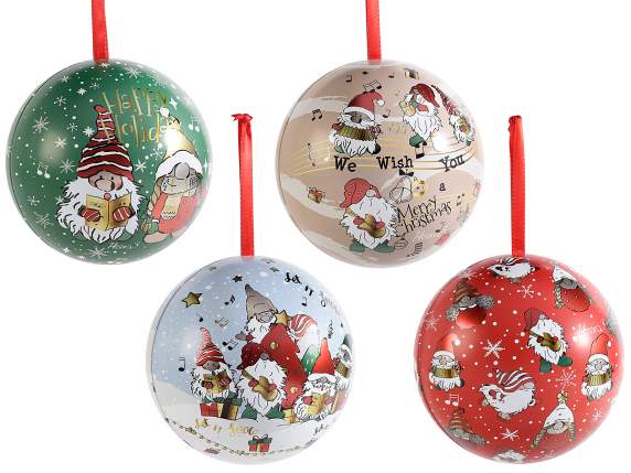 Pallina in metallo apribile da appendere decoro gnomi