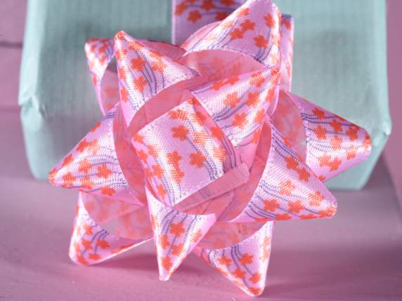 Espositore 24 nastri in raso 15mm con stampa floreale