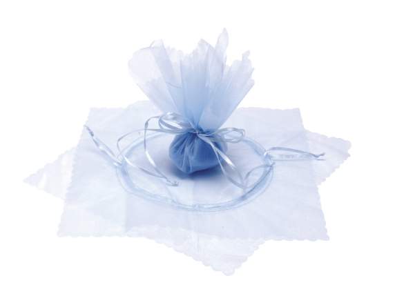 Tulle in organza con tirante azzurro, base stella bordo onda