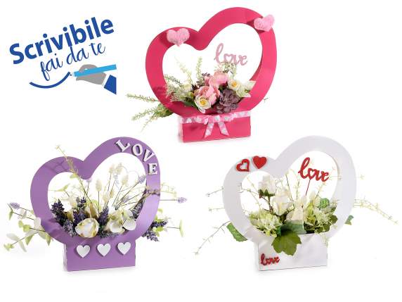 Heart-shaped paper flower holder with waterproof cover