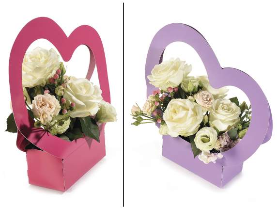 Heart-shaped paper flower holder with waterproof cover