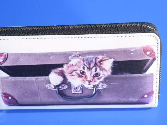Portafoglio donna in similpelle c-zip stampa Funny Animals