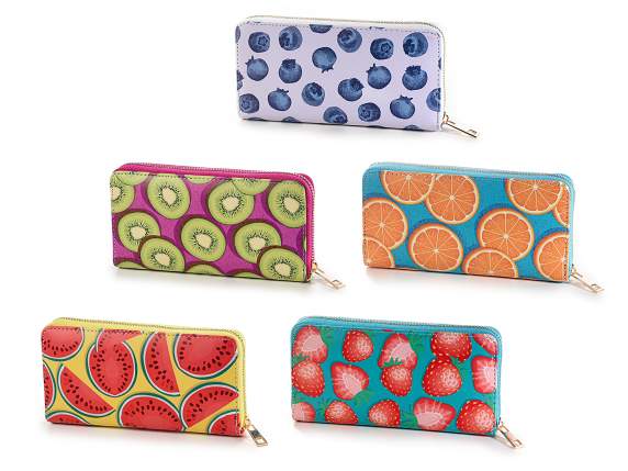 Portafoglio donna similpelle design  Bi Fruit c-cerniera