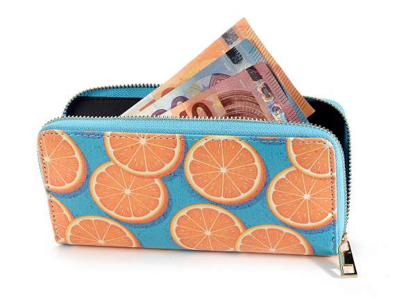 Portafoglio donna similpelle design  Bi Fruit c-cerniera