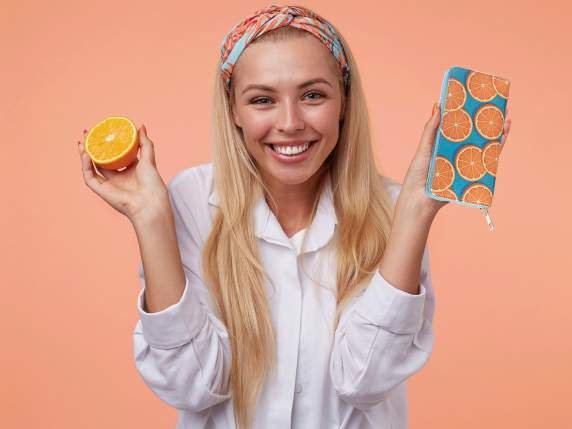 Portafoglio donna similpelle design  Bi Fruit c-cerniera
