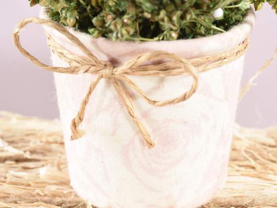 Vaso rivestito in stoffa floreale c-fiori e rose artificiali