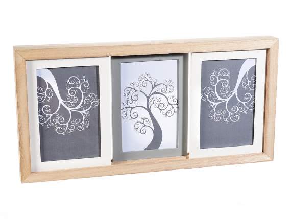 Quadro Portafoto Legno A 3 Cornici Scorrevoli Da Appendere 51 41 89 Art From Italy