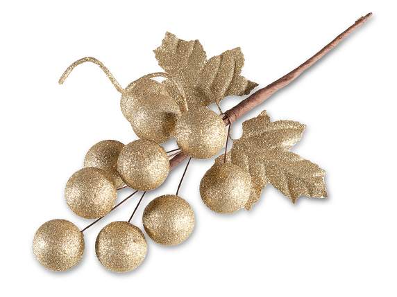 Rametto a grappolo duva glitterato champagne