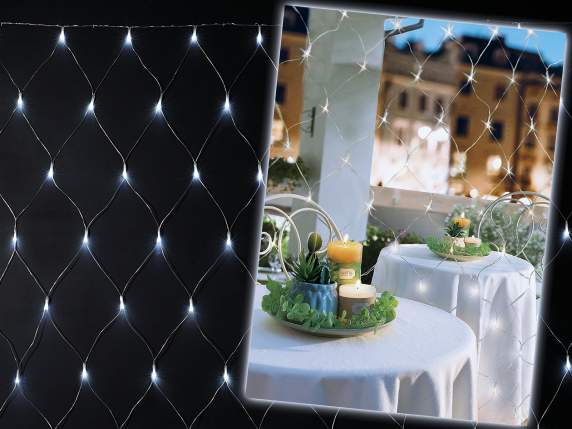 Rete trasparente con 240 led bianco freddo