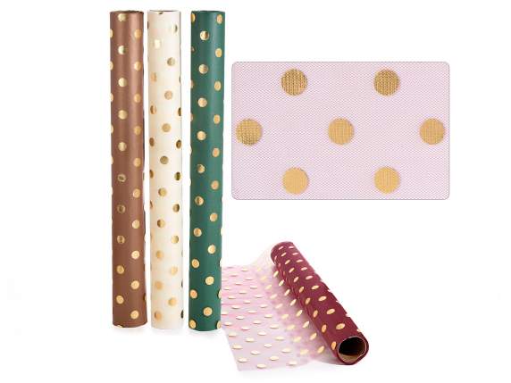 Rotolo in tulle decorativo con pois oro metallizzato