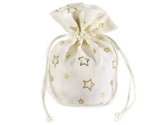 Sacchetto in stoffa con stampa stelle dorate