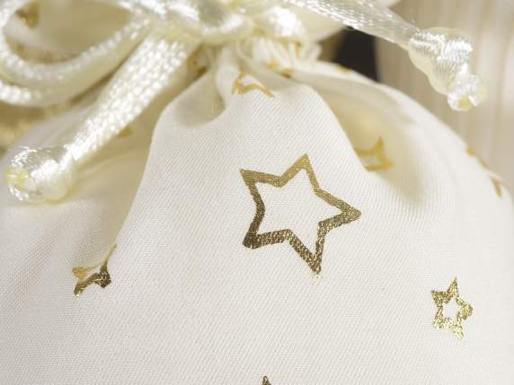 Sacchetto in stoffa con stampa stelle dorate