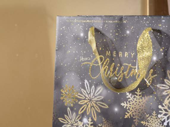 Sacchetto carta con manici e stampa Elegant Christmas