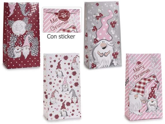 Sacchetto in carta decorata Gnomo Rosa