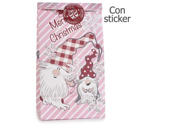 Sacchetto in carta decorata Gnomo Rosa