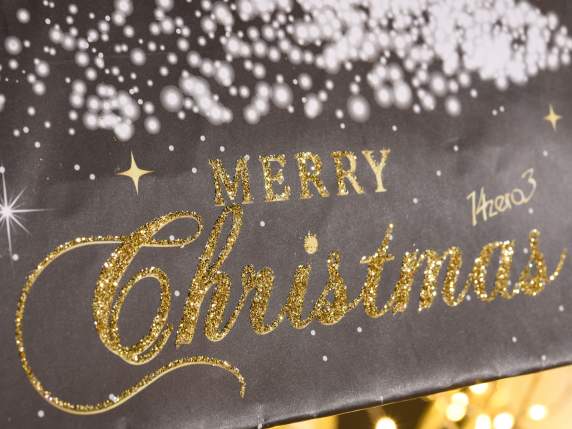 Sacchetto - busta natalizia maxi in carta con glitter