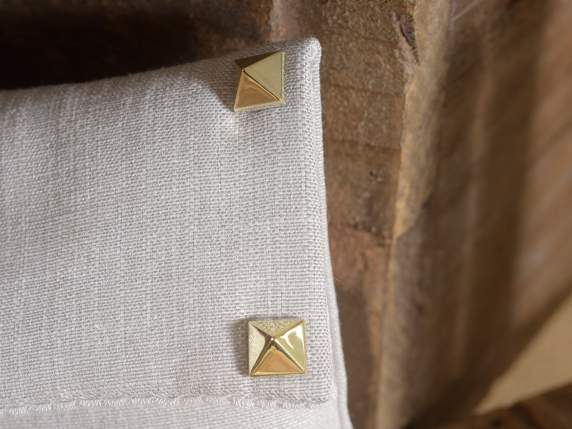 Sacchetto stoffa grigio c-borchie metallo e chiusura velcro