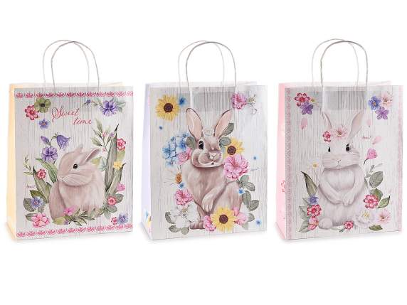 Sacchetto-busta grande in carta con stampa Bunny