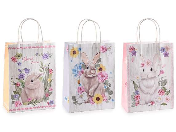 Sacchetto-busta medio in carta con stampa Bunny