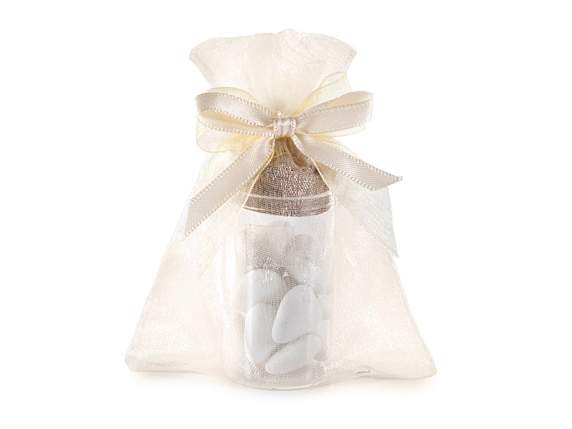 Sacchetto in organza ecrù cm 8x11 con tirante