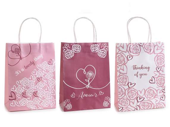 Sacchetto-busta medio in carta Rose - Cuori