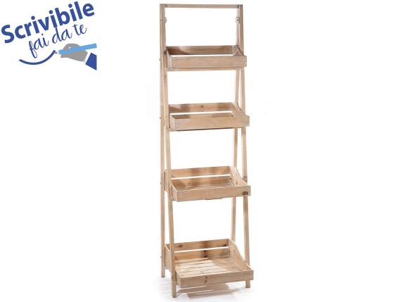 Scaffale in legno naturale con 4 ripiani