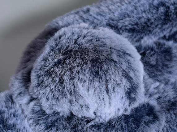 Scaldacollo morbida eco-fur sfumata c-chiusura a pompon