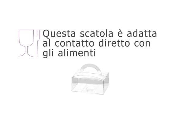 Scatola rettangolare in PET - uso alimentare con manico