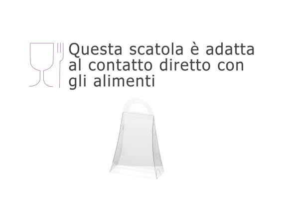 Scatola a borsa con manico in PET - uso alimentare