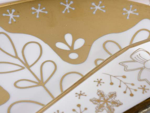 Set piatto e paletta in porcellana con decori in oro